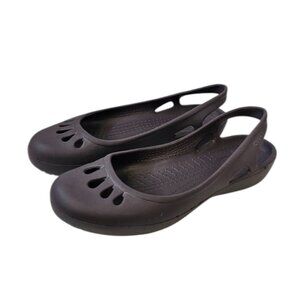 CROCS Womens Kadee Ballet Flats, Rubber, Comfort, Brown, Slip On, Sandals,Size 8